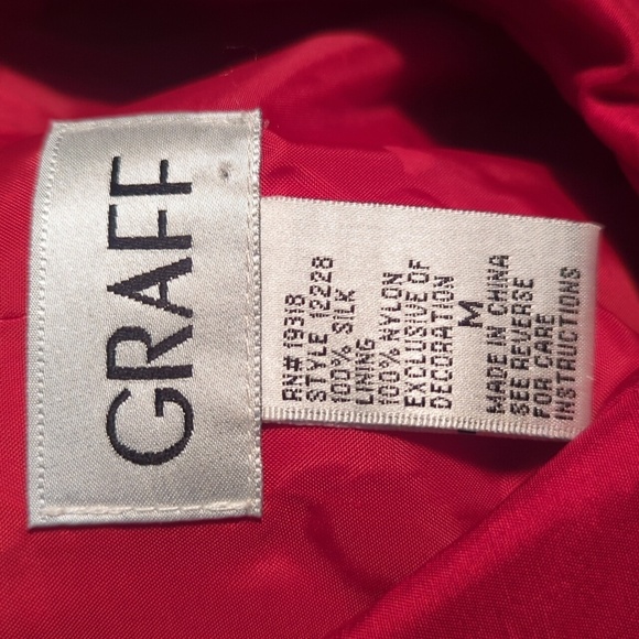 Vtg Red 100% silk scroll work cut out Office Siren button up career blouse Sz M - Picture 7 of 9